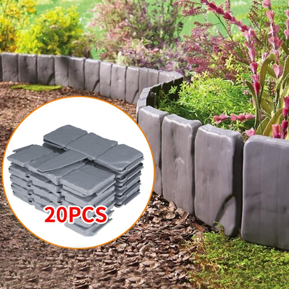 Set Van 20 Pcs Tuin Hek Cobbled Steen Effect Tuin Gazon Rand Plant Grens