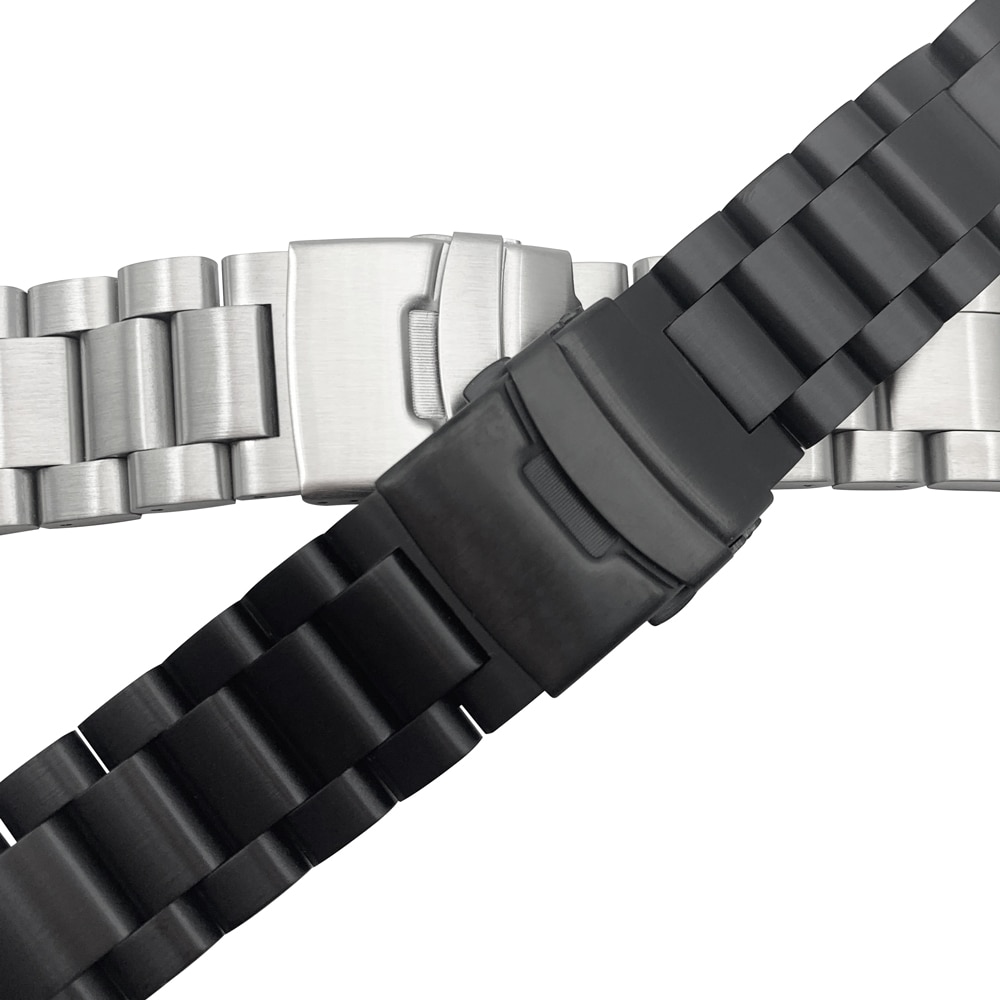 Solid Thickening 5.5mm 316L Stainless Steel Watchbands Silver 22mm 24mm 26mm Metal Watch Band Strap Wrist Watches Bracelet