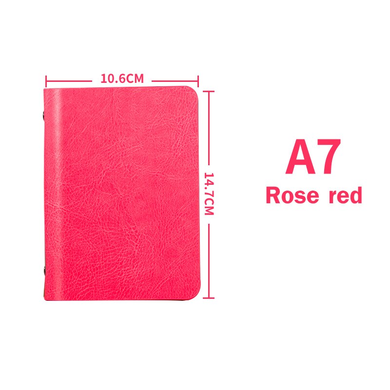 Hard Back Mini Refillable Leather Travelers Planner Small Journal Pocket Notebook Notepad: Rose Red