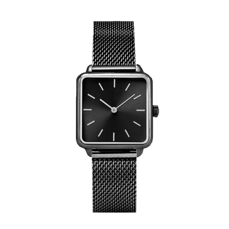 Reloj de pulsera de cuarzo sencillo para mujer, esfera cuadrada, Zegarek Damski, novedad de: Negro