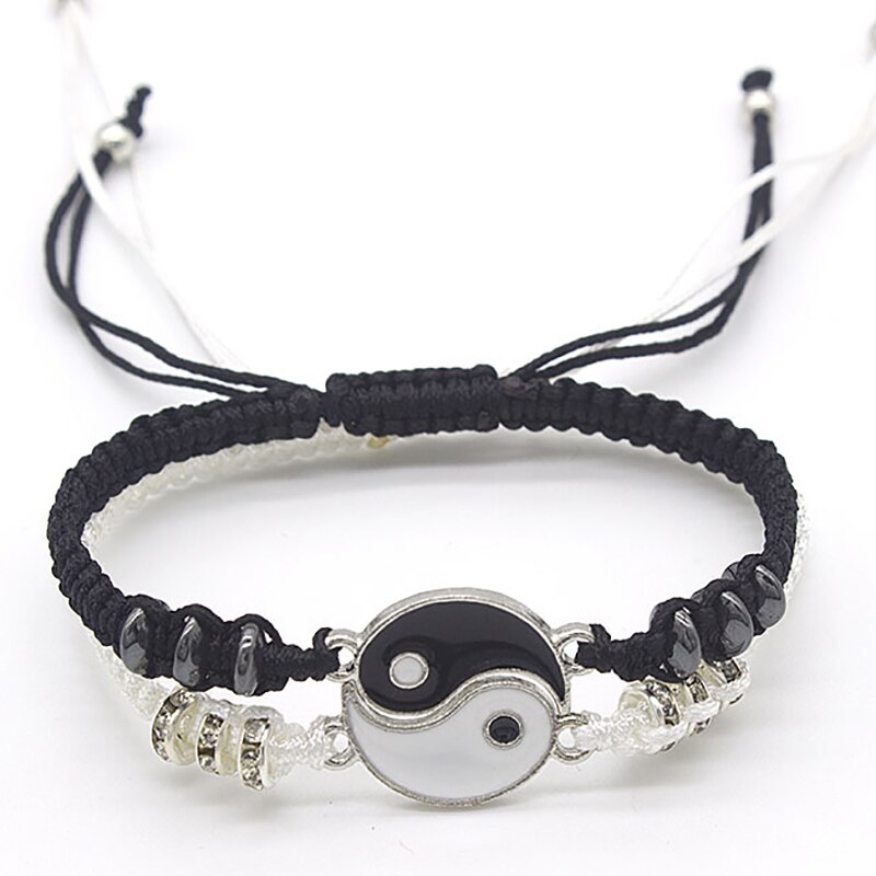 1 Paar Paar Armband Chinese Retro Tai Chi Gossip Verban Pech Hand Geweven Touw Bff Beste Vriend Vriendschap Sieraden