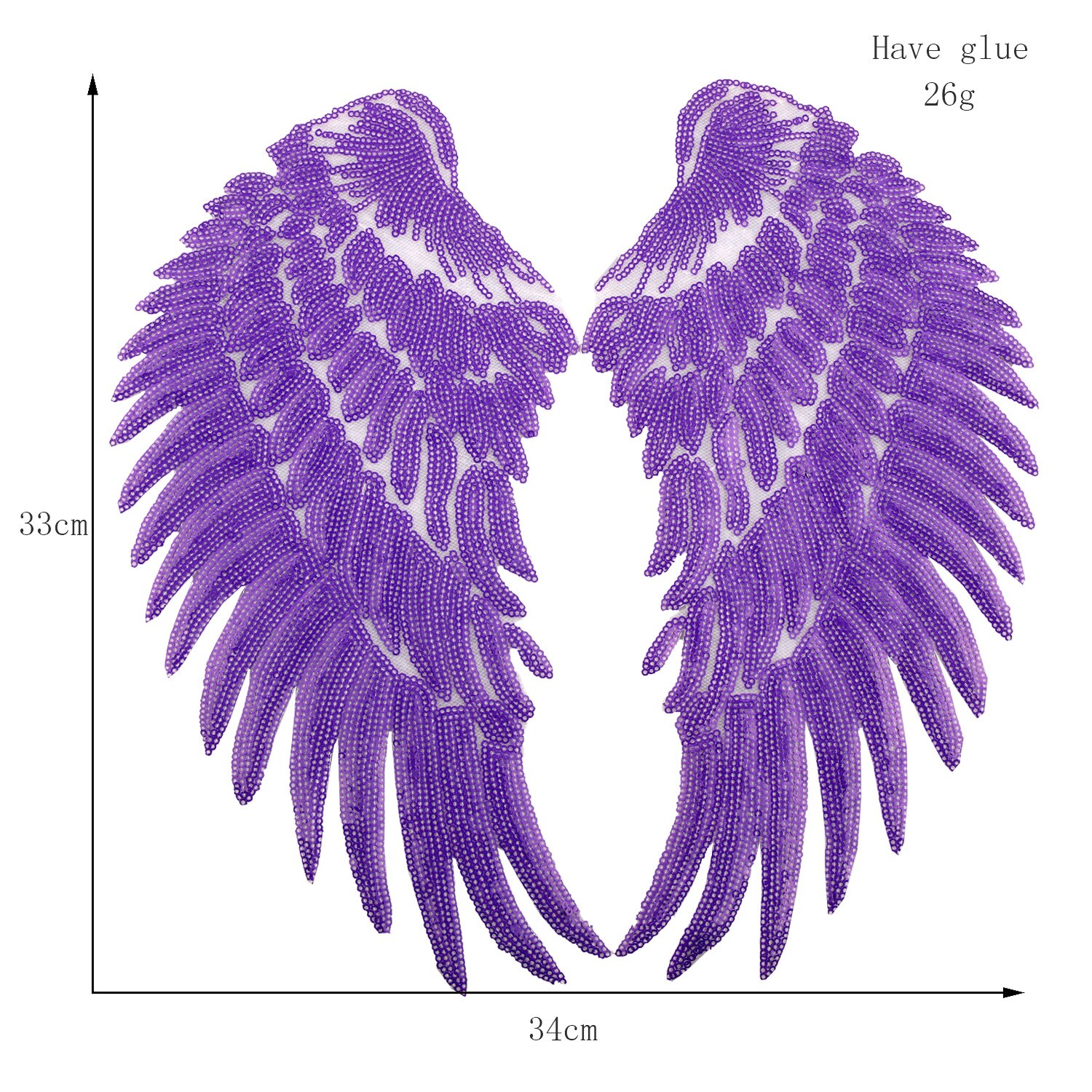 2pcs Angel wing Patches for Clothing Big Patches for Clothing Large Patch Sequin Patch Diy Patch Sequin Applique Iron On