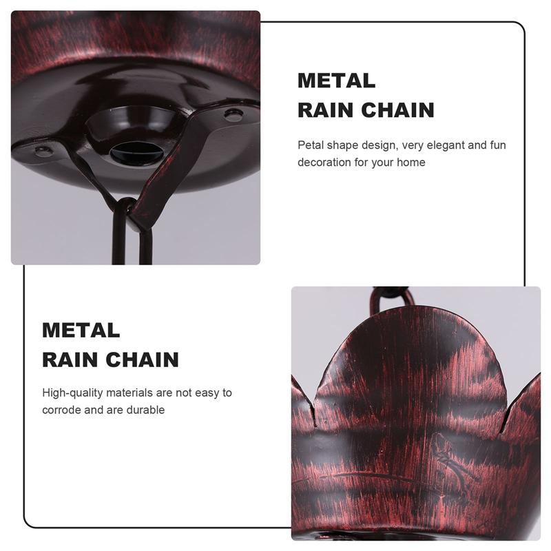 1m Metal Rain Chain Petal Shape Chimes Cups Rain Catcher Gutter Roof Metal Drainage Rain Chain Downwater Rain Gutter Downspout