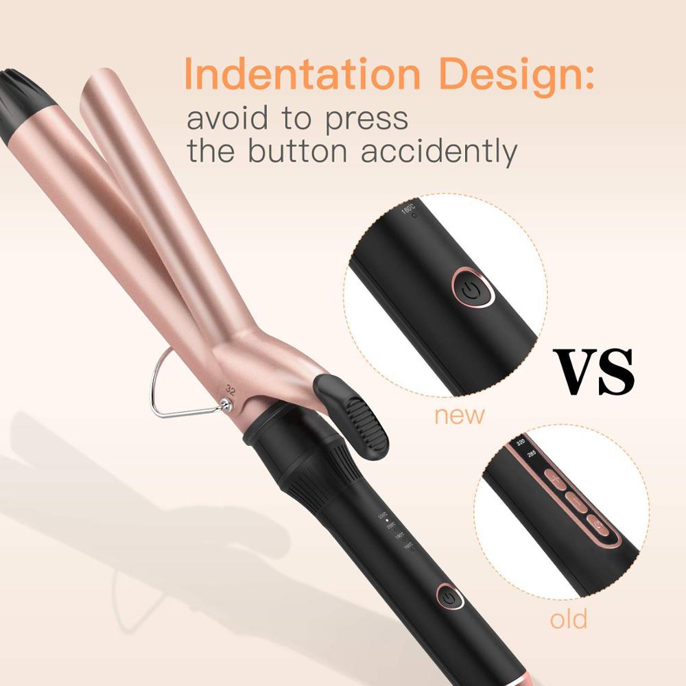 Curling Tongs 25mm Ceramic Tourmaline Hair Curlers Large Barrel Curling Tong with 4 Heat Setting 220℃ Curling Wand