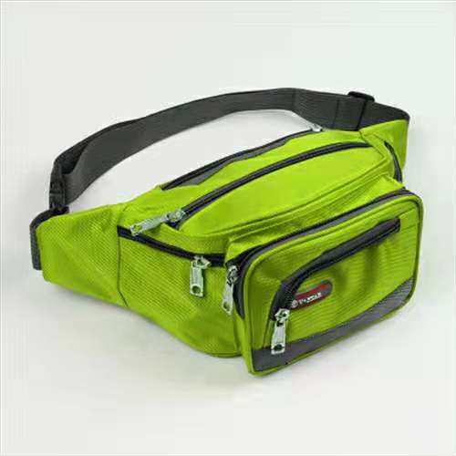 Unisex Canvas Waist Bag - Multi-Pocket Travel Fanny Pack - Adjustable Belt: Green