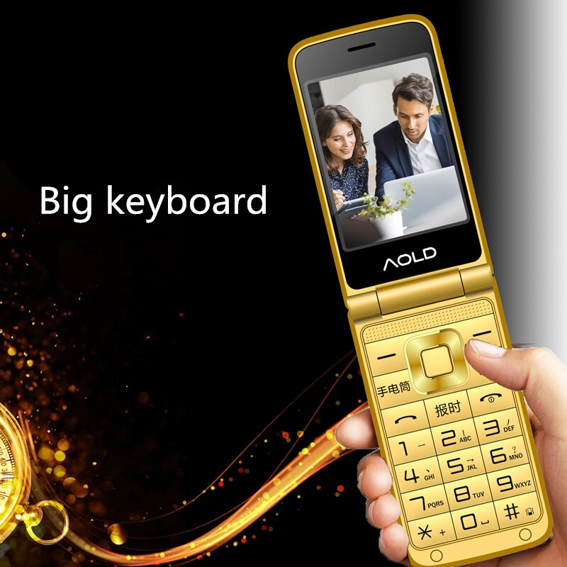 Flip Slanke Clamshell Mobiele Telefoon Voor Oude Senior Mensen Speed Dial Russisch Sleutel Dual Sim Metalen Case Torch Extra Licht