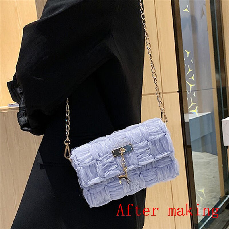 1 set nethoes gaas geweven schoudertas plastic vrouwelijke handgemaakte diy handtas tas accessoires