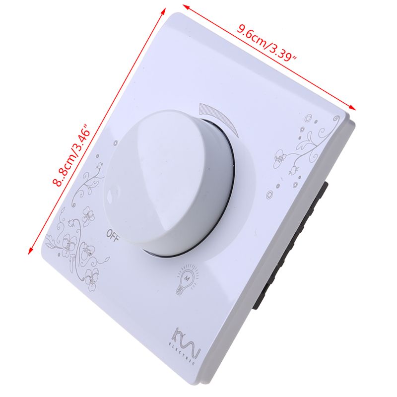 Wall Dimmer Switch White Panel Light Switch AC 110~250V Flame Retardant Plastic Light Dimmer Switch