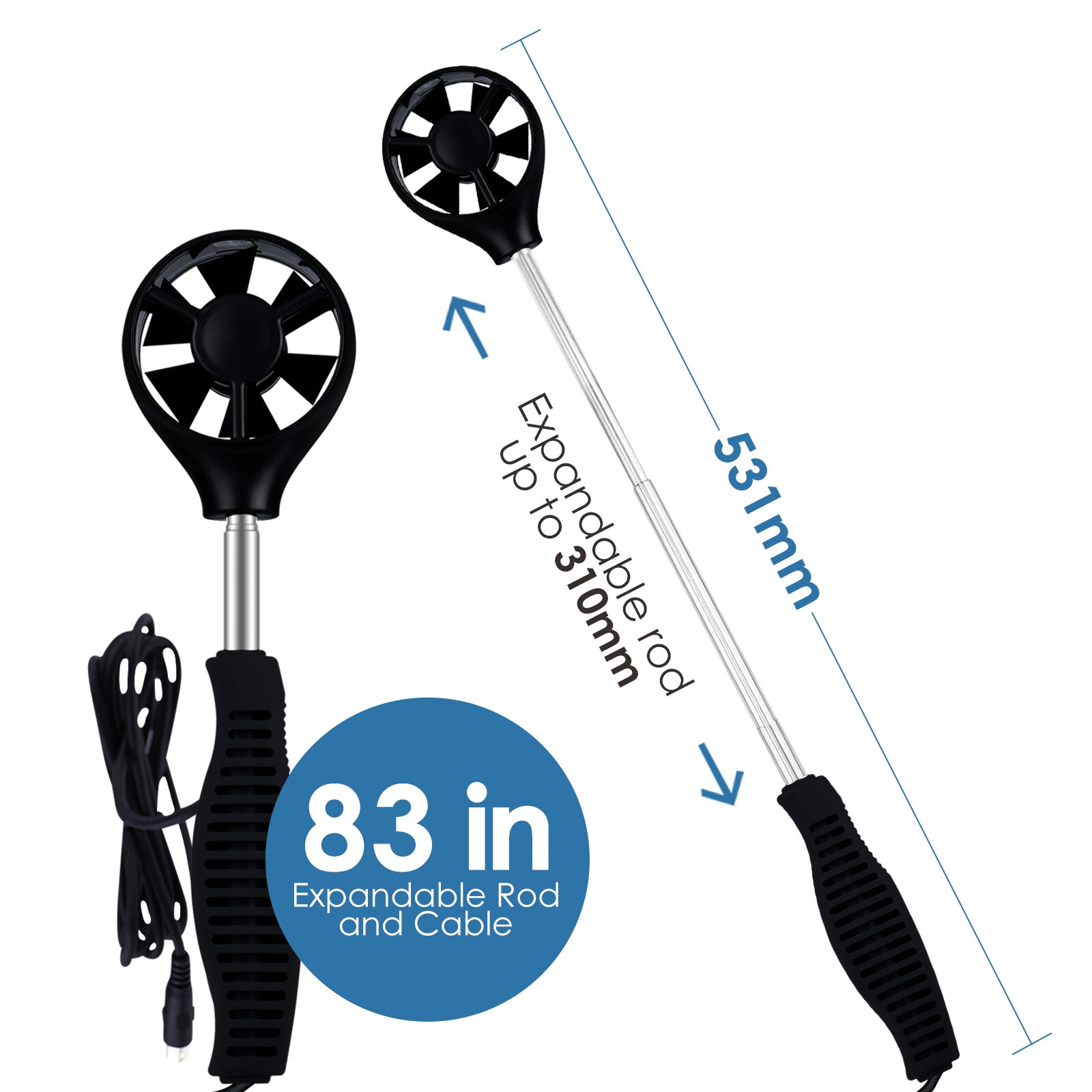 Anemometer Datalogger Sensor Wind Meter Digital Speedometer Air Flow Tester Speed Meter Data Hold &amp; Backlight w/ MAX / MIN / AVG