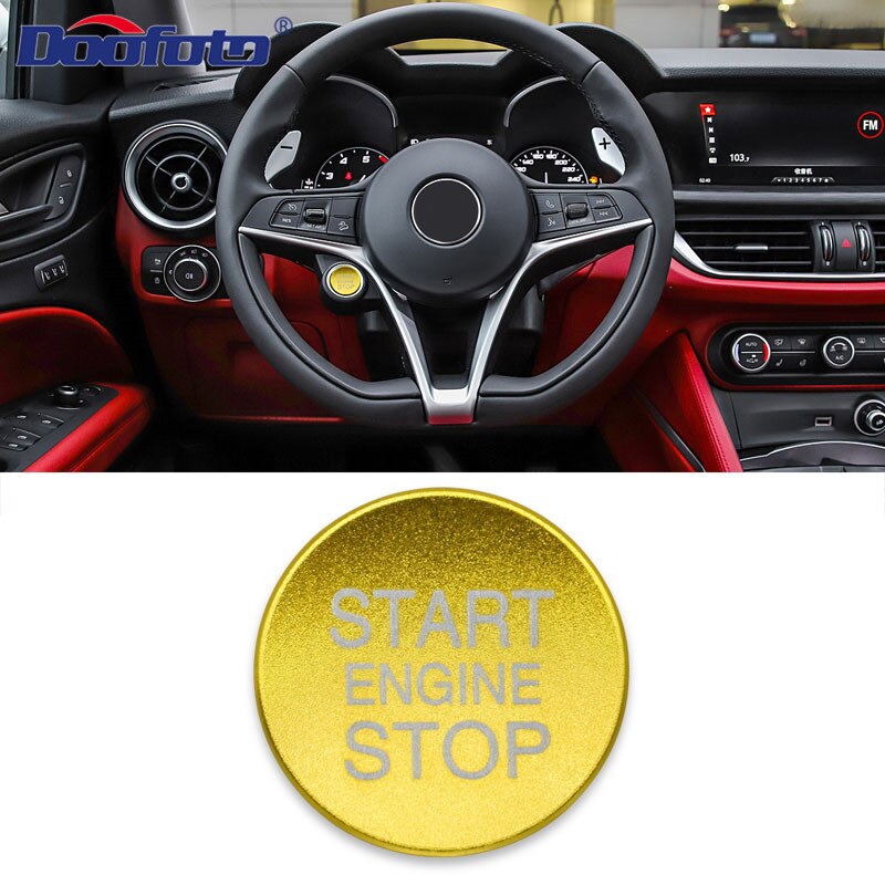 Doofo-cubierta de motor de arranque de coche, accesorios de estilo para Alfa Romeo Giulietta 147 Mito 156 Giulia GT Stelvio Brera: Golden Cover
