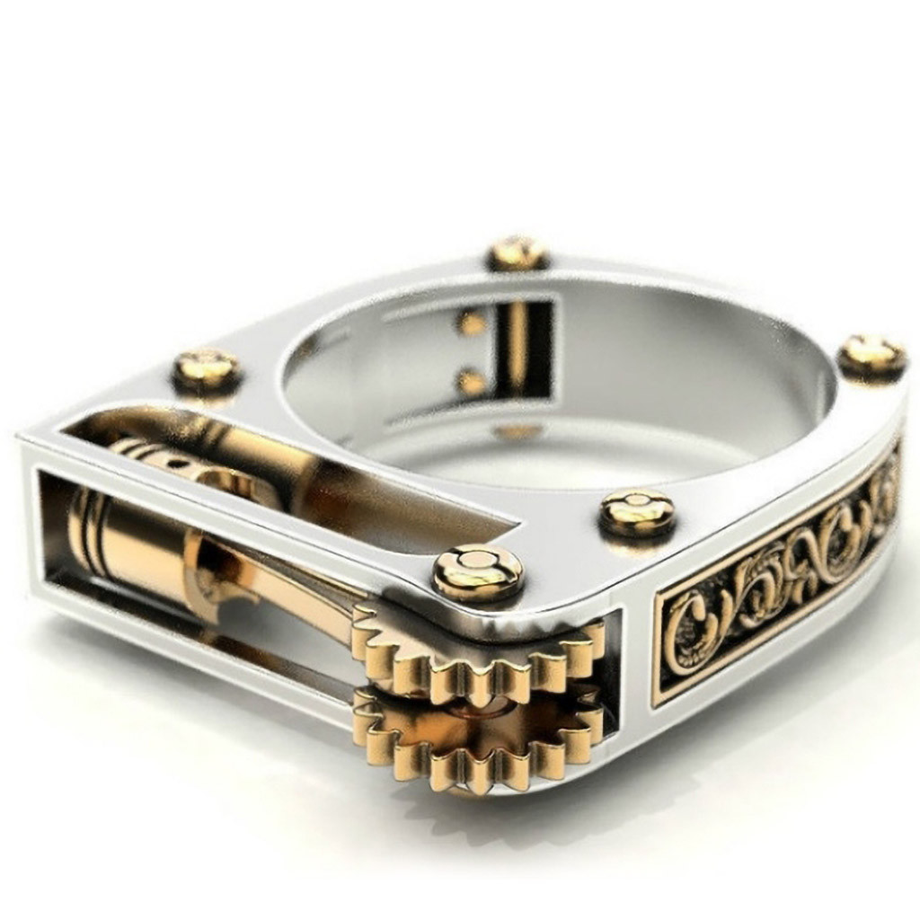 Mechanische Ring Carving Handwerk Motorrad Einzylinder Motor Ring Größe 6-10 ringe für frauen ring männer bague femme