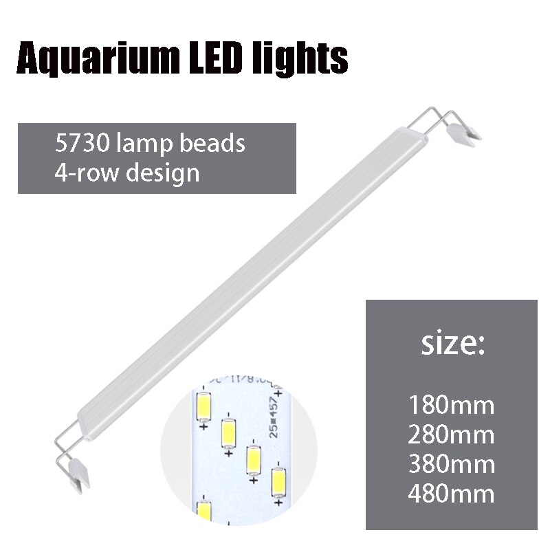 Aquarium Water Aquarium 20-60Cm Water Tank Led Verlichting, wit En Blauw Licht Ultra-Dunne Telescopische Vis Tank Beugel Lichten