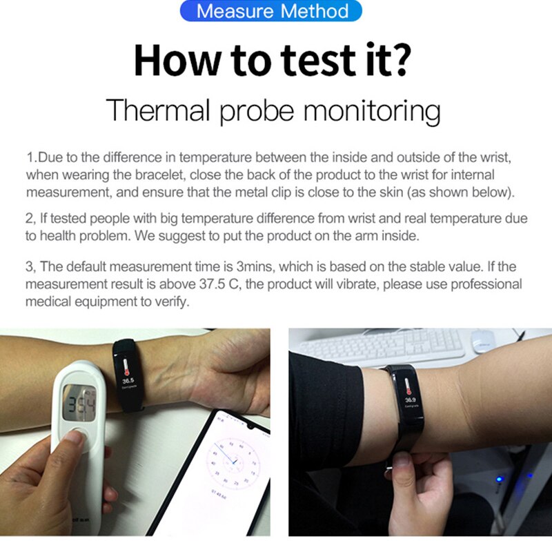 Braccialetto fitness intelligente orologio temperatura corporea attività Fitness Tracker Ip67 impermeabile smart Band Watch pressione sanguigna per lo Sport