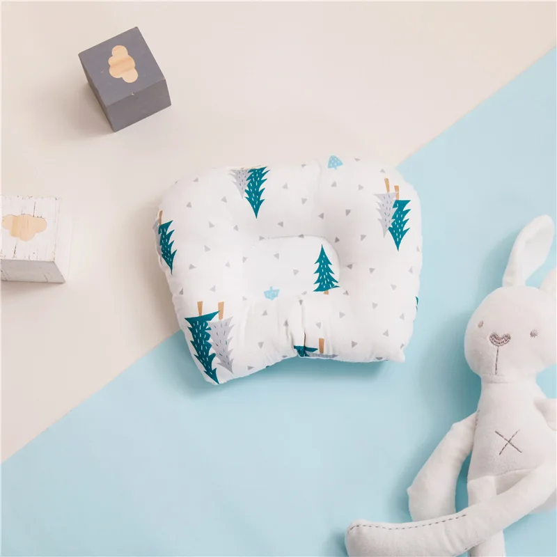 Baby Nursing Pillow Infant Newborn Sleep Support Concave Cartoon Pillow Printed Shaping Cushion Prevent Flat Head for 0-3 Year: black