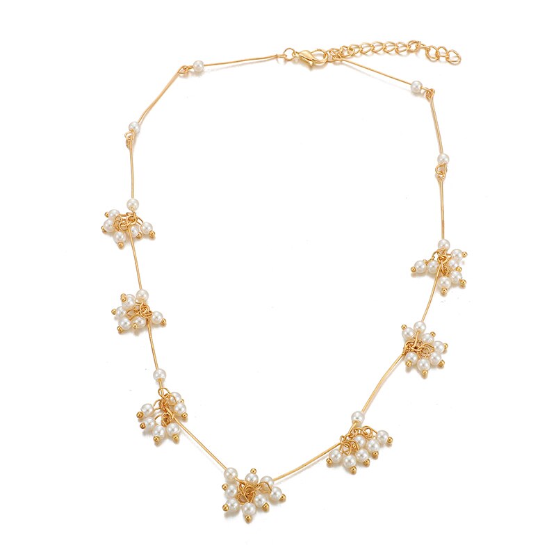 Tocona Luxe Parel Steen Ketting voor Vrouwen Gouden Ketting Bloemen Persoonlijkheid Chocker Ketting Partij Sieraden 8870: Default Title