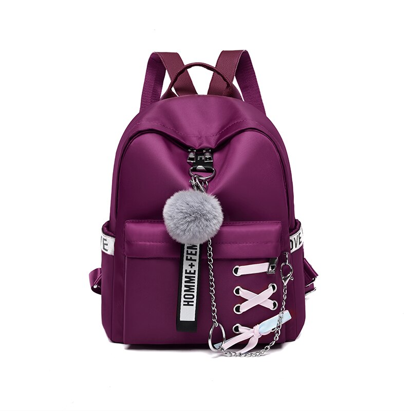 Toposhine Kette Frauen Rucksack Bänder Damen Schule Tasche 5 Farbe Mädchen Riemen Kleine Schulter Tasche Weibliche Reisen Sanft Rucksäcke: Violett