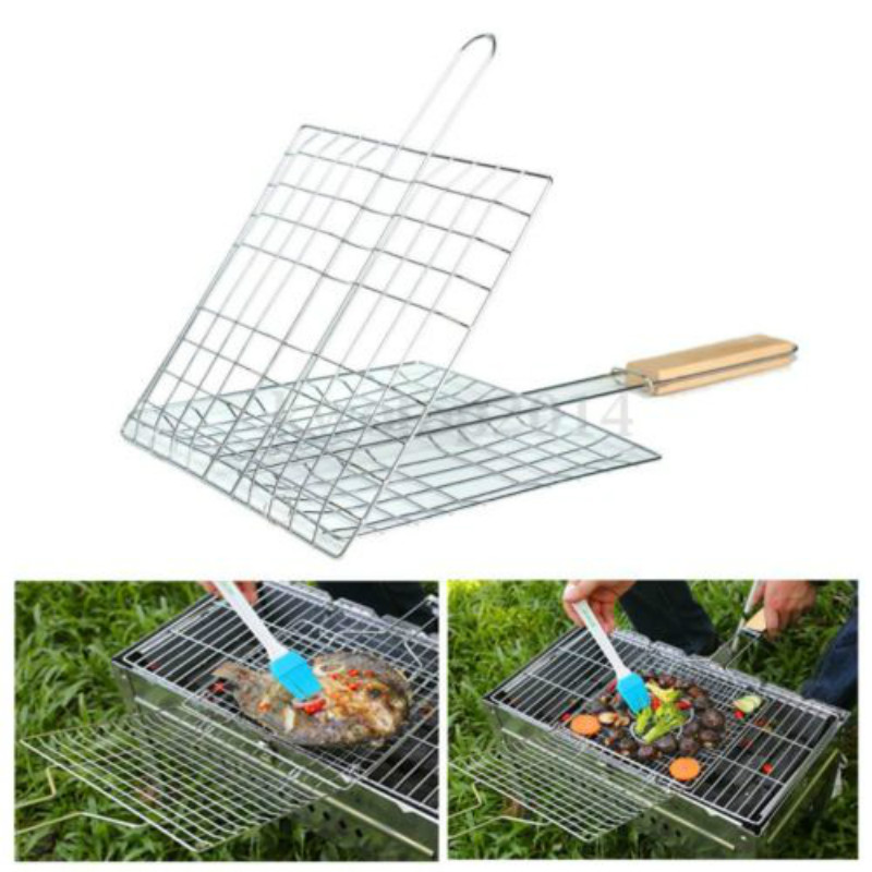 BBQ Tools Meat Fish Grill Basket Vegetables Barbeque Food Holder Barbecue Tray Portable Wild barbecue net Easy Washable