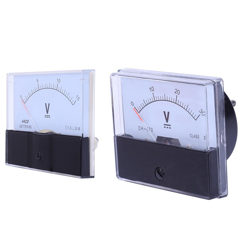 2 sztuk woltomierz analogowy miernik woltomierz DC zakres pomiarowy, 44C2 0-15 V i DH-670 0-30V