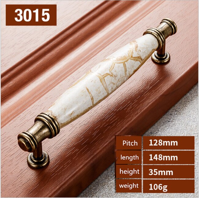 Ceramic Handles for Kitchen Cupboards Cabinet Door knobs Drawer Pulls Antique Furniture Handles Marble Vein Knobs and Handles: 3015-128mm
