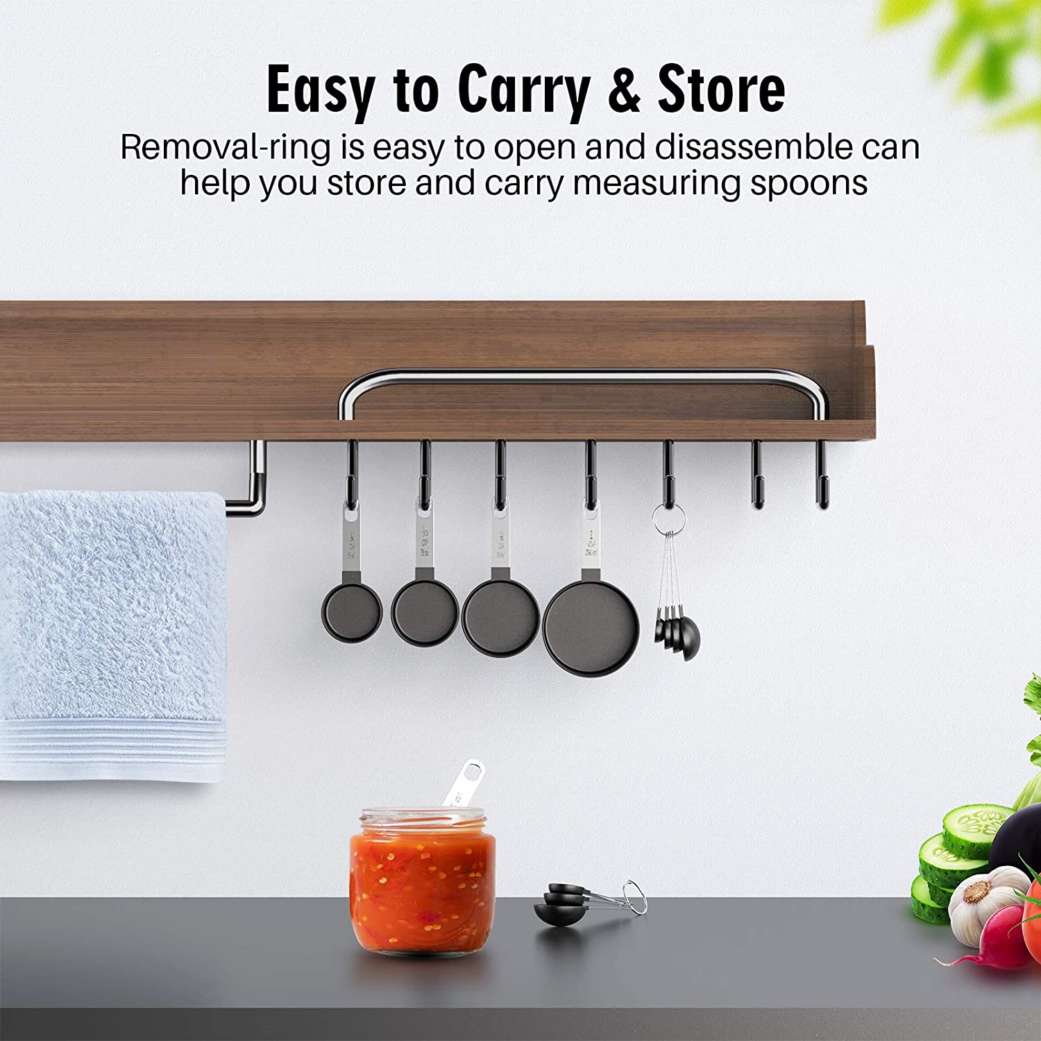 8 Pieces Plastic Measuring Cups and Spoons Set, Measure Cups with Stainless Steel Handle for Dry or Liquid Ingredient