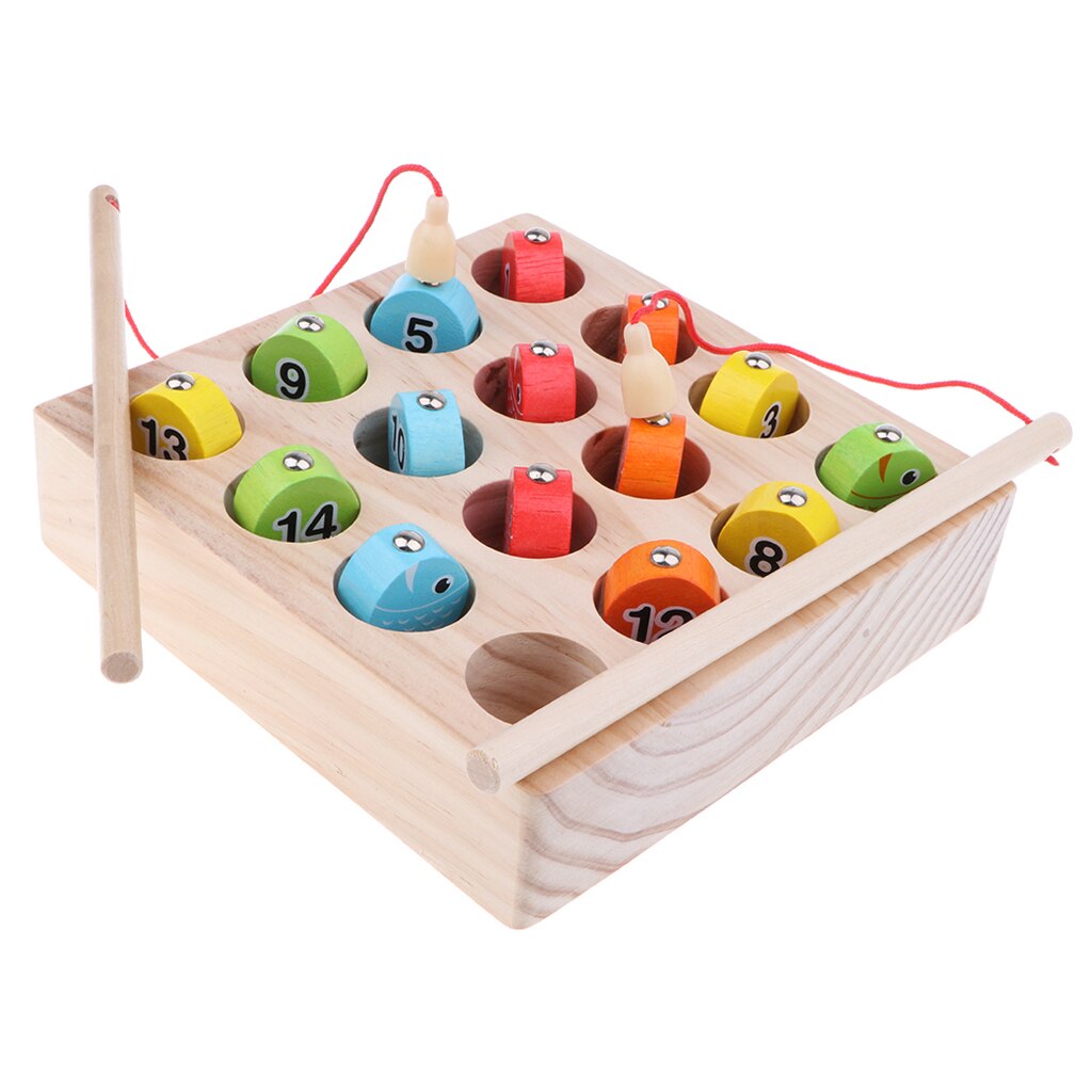 Houten Magneet Digitale Vissen Box Nummers Sorteren Kids Developmental Toy