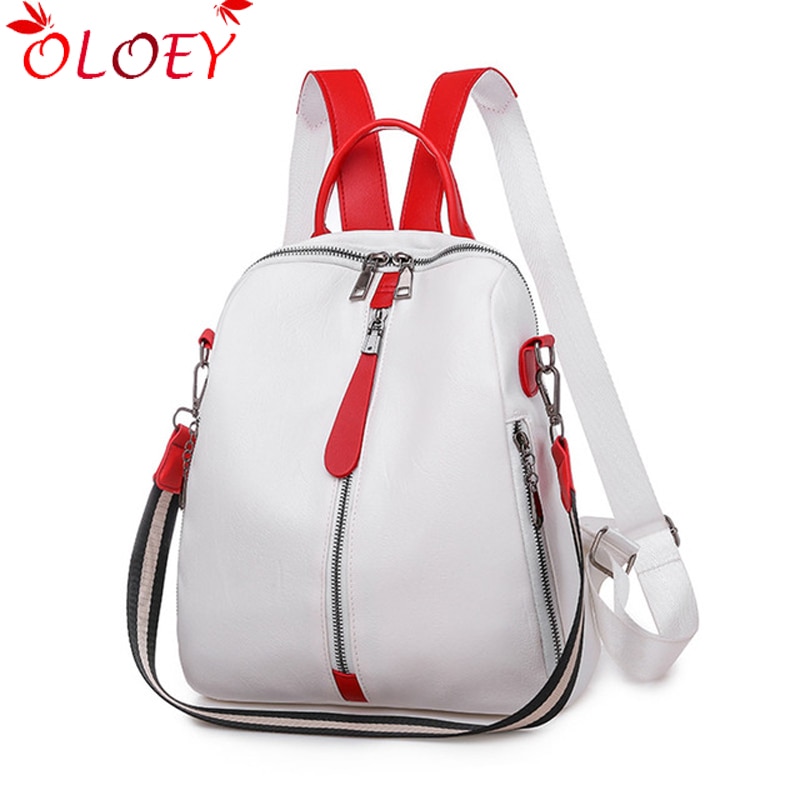 Backpack Women Soft Leather Backpack Female White Travel Back Pack School Backpacks for Girls Sac A Dos