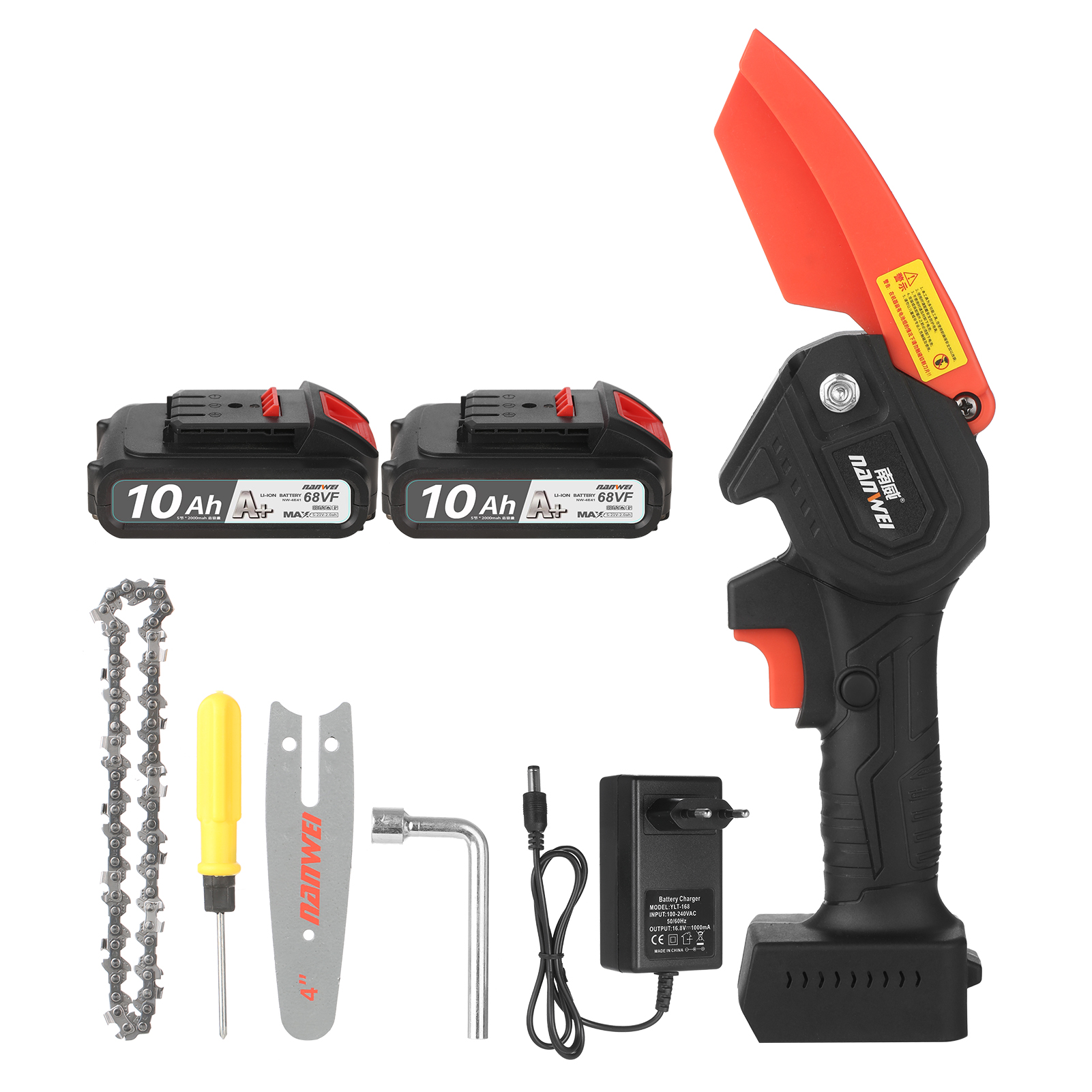 NANWEI-Mini motosierra inalámbrica de 21V, podadora eléctrica de 4 pulgadas con batería de litio recargable, podadora de ramas de árbol