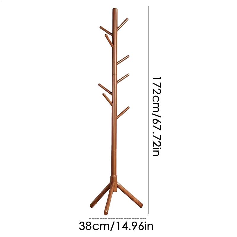 Perchero de árbol de madera para colgar en el suelo, perchero para ropa, soporte para sombrero para dormitorio, estante de secado para muebles para el hogar con 8 ganchos