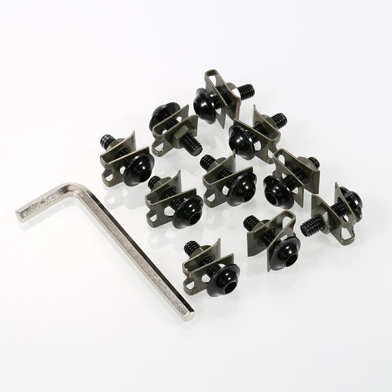 10 Uds carenado de chasis pernos M6 6mm accesorios de la motocicleta aguja velocidad sujetadores con clips metálicos Clips tornillo de resorte de tuerca de estilo de coche: Black