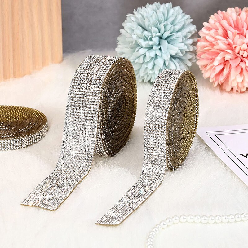 Zelfklevende Kristal Strass Sticker Diamant Lint DIY Sticker Steentjes Arts Crafts Auto Telefoon Decoratie