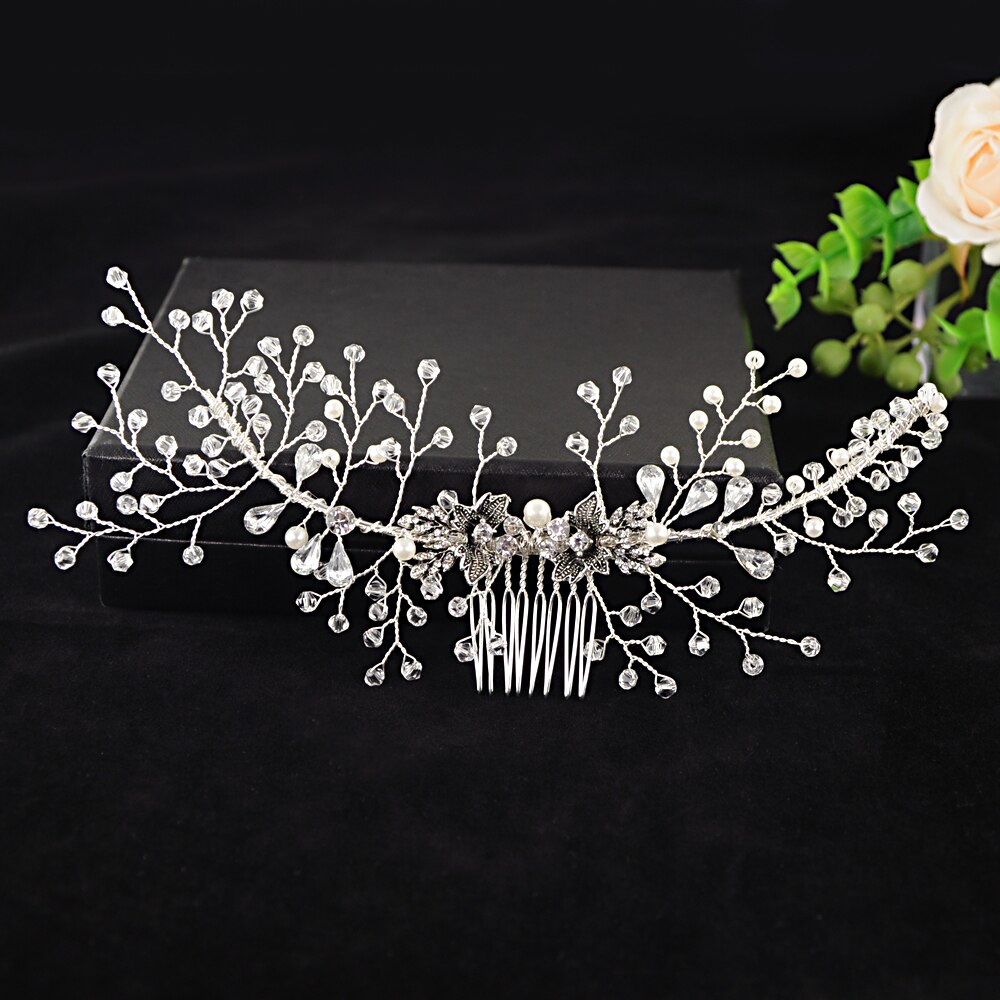 Accesorios para el cabello de boda cinta de pelo de perlas de cristal adornos para el pelo de boda joyería para el pelo de novia diademas SCHP02