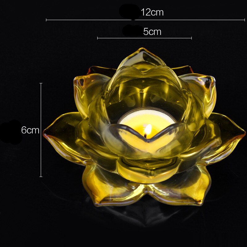 Kandelaar boterlamp boeddhistische tempelbenodigdheden grote zesbladige lotus kleurrijk kristalglas voor boeddhalicht kandelaar