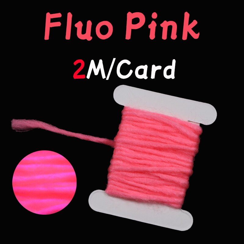 WIFREO 14 Colors 3mm/2M Fly Tying Yarn Egg Fly Tying Material Buzzer Nymph Body Tail Tying Fiber Fly Body Decorating Wool: 1 card fluo pink