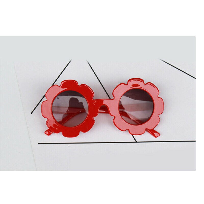 Gafas de sol redondas para niños y niñas, lentes de sol infantiles con flores, de plástico, para exteriores, a la , Reino Unido: Rojo