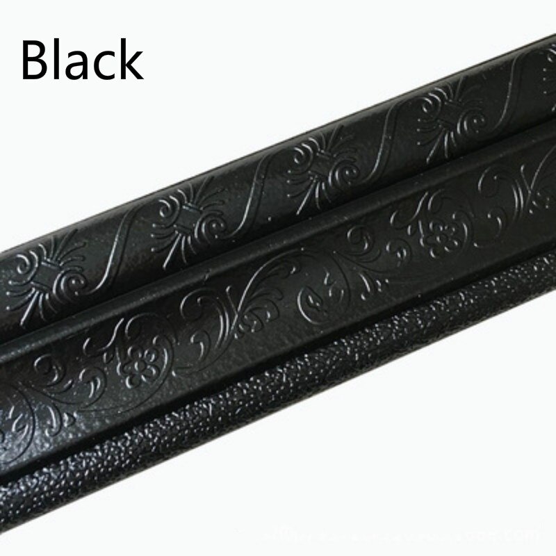 3D Zelfklevende Strip Wanddecoratie Schuim Frame Strip Met Lijm Taille Lijn Behang Waterdicht Plint Muur Sticker: Black