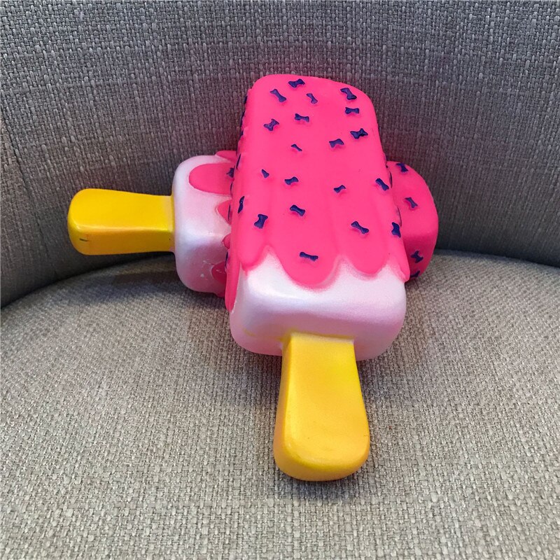 Jouet pour chien de compagnie à mâcher | Caoutchouc grinçant rose en forme de Popsicle, jouets pour chat, chiot bébés chiens crème glacée, morsure Molar jouet amusant interactif