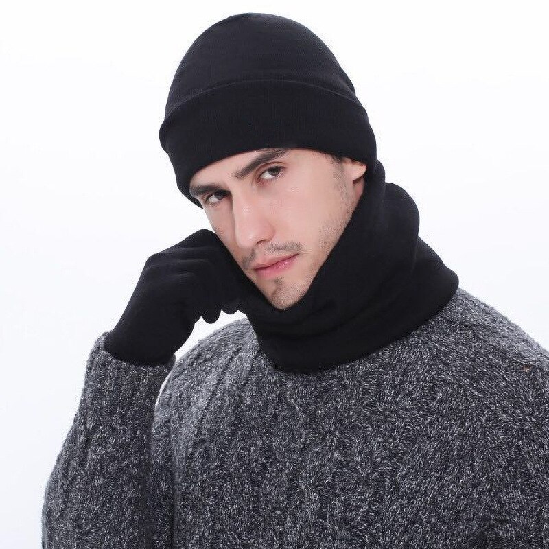 3 Stks/set Heren Gebreide Muts Handschoenen Sjaal Set Xmas Winter Warming Hoed Volledige Cover Handschoen Nyz Winkel