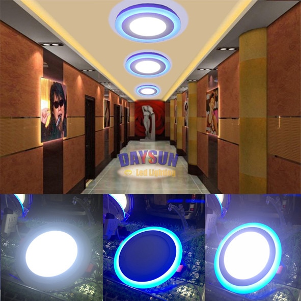 Superbright Led-paneel Licht Ultradunne Plafond Down Lamp 6 W 9 W 16 W 24 W Wit + Blauw Dual Kleuren Acryl Verzonken lichten