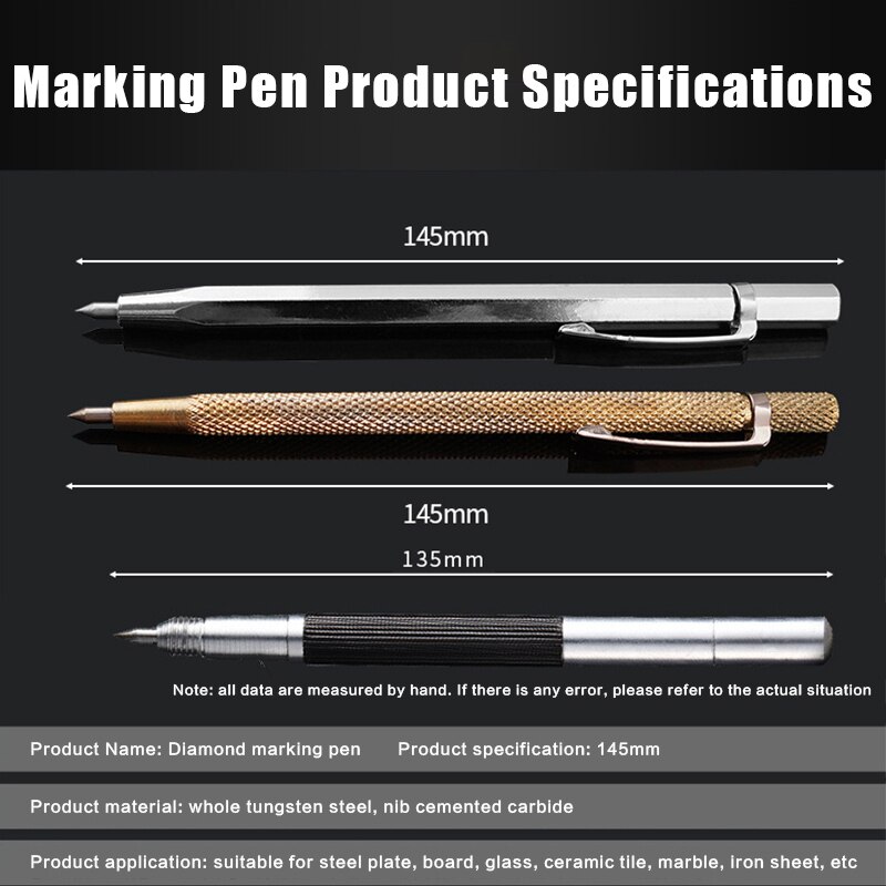 3 stücke 3 Stil Diamant Metall Marker Gravur Stift Hartmetall Feder Stift Stift für Glas Keramik Metall Holz Gravur Hand Werkzeug
