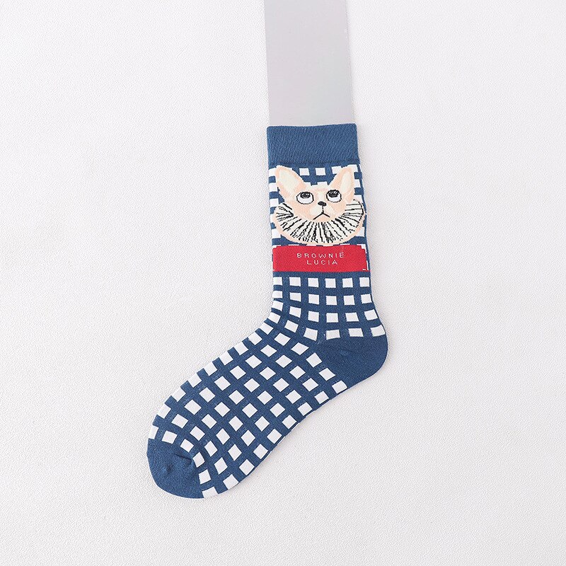 Colorful Pattern Cotton Mens Women Socks Middle Tube Funny Casual Crew Socks Girls Cute Harajuku Ankle For Ladies Socks: 6