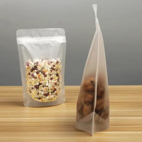 Stand Up Plastic Suiker Koffie Snacks Opslag Pouch Frosted Clear Doypack Rits Zakken Dired Bloem Pakket Zelf Seal Zip-Lock tas