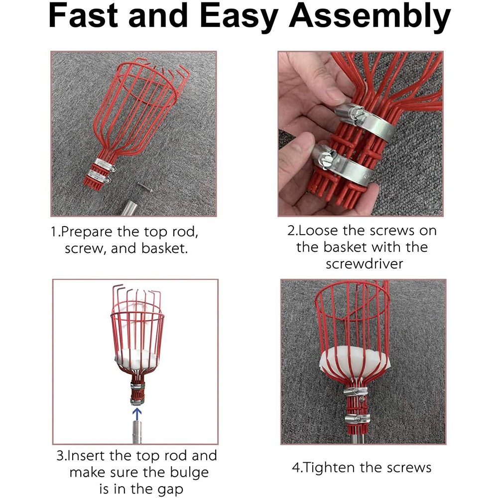 Ramasseur de fruits 260cm, panier profond réglable, pratique, collecteur de fruits, cueillette de pommes et de pêches, outils de jardin