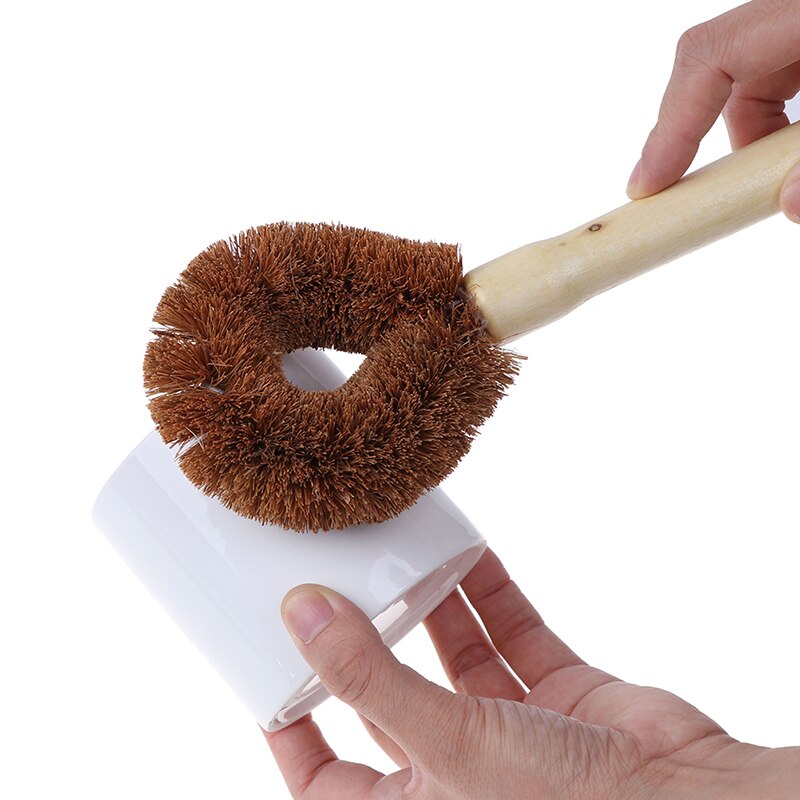 Escova de limpeza punho longo garrafa escova não-vara frigideira coco palm cup escova pote escova de descontaminação de vidro