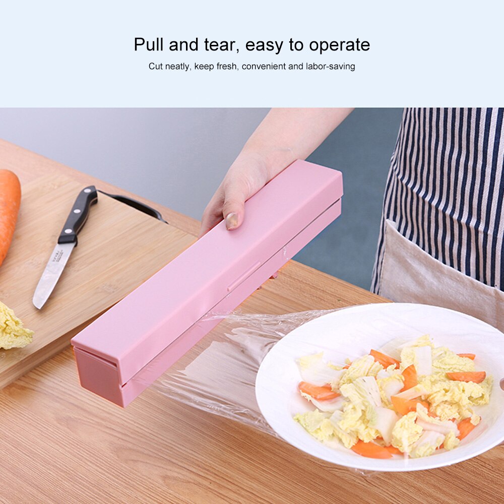 Envolver comida dispensador de Film de cocina PP dispensador envoltura con Cutter Film transparente de la conservación de alimentos de papel de Caja de almacenaje de la cocina de la herramienta