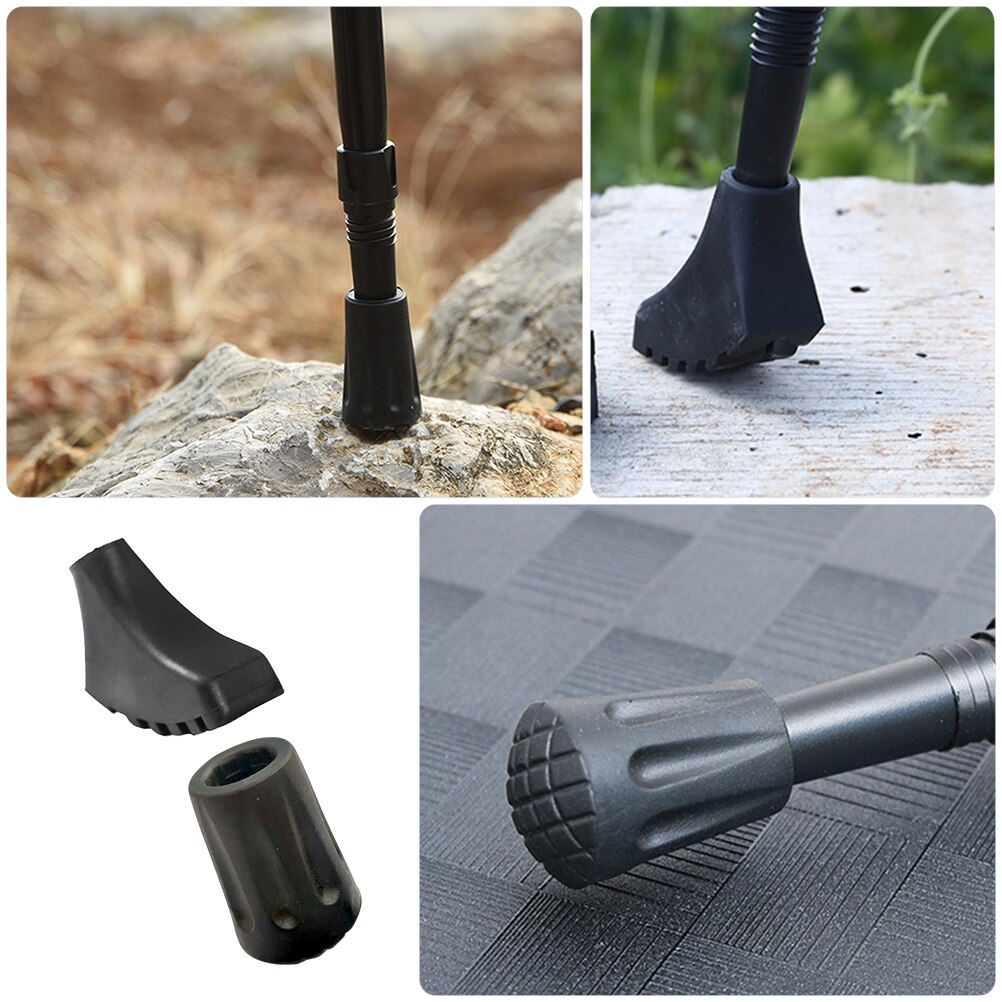 8pcs Walking Sticks Plastic Tips Covers Plastic Crutch Foot Covers Climbing Supplies (Black)