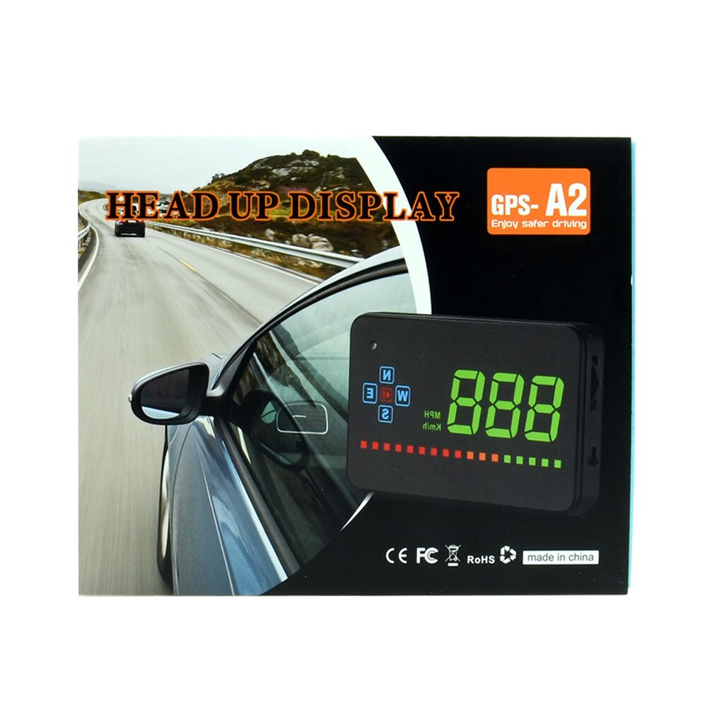 Projektor prędkości GPS cyfrowy prędkościomierz samochodowy A2 elektronika wyświetlacz głowa w górę automatyczny HUD projektor szyby kompatybilny ze wszystkimi samochodami