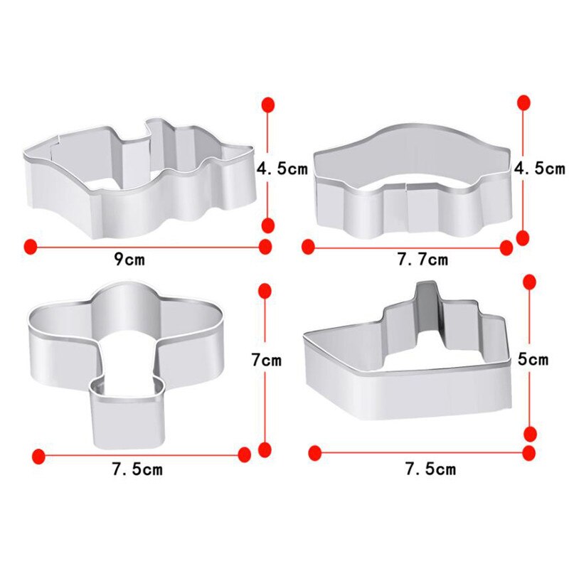 4Pcs Rvs Voertuig Cookie Cutter Auto Trein Candy Biscuit Mold Koken Gereedschap Gebak Cake Fondant Cutters Mould