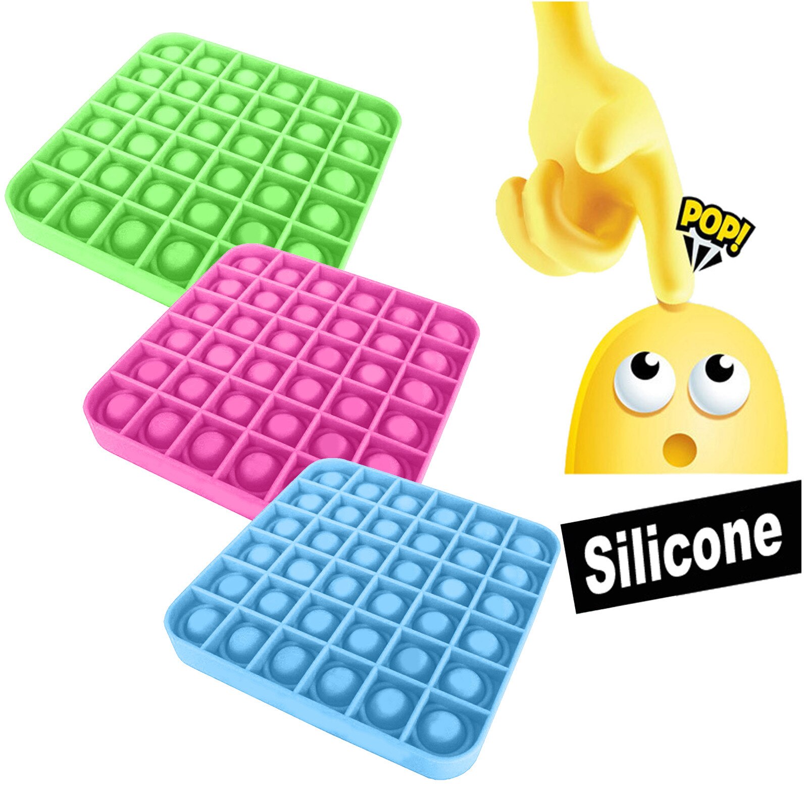 Push Pop Bubble Fidget Toys Pop It Anti-stress Pop It Fidget Stress Toy Pop It Figet Toy Pop It Fidget Stress Decompression Toys: 3PCB