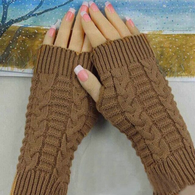 Winter Gloves Knitted Arm Fingerless Winter Gloves Unisex Soft Warm Mitten casual gloves women #L35