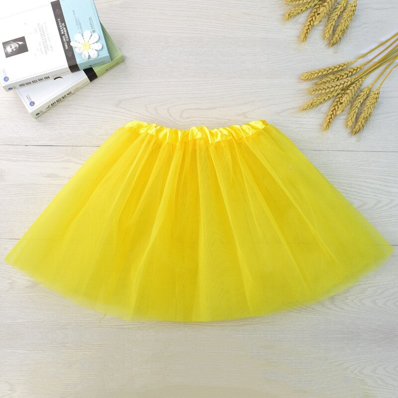 Jupe Tutu de danse pour filles, jupe princesse à trois couches, en maille courte, Ballet princesse vêtements pour filles: yellow